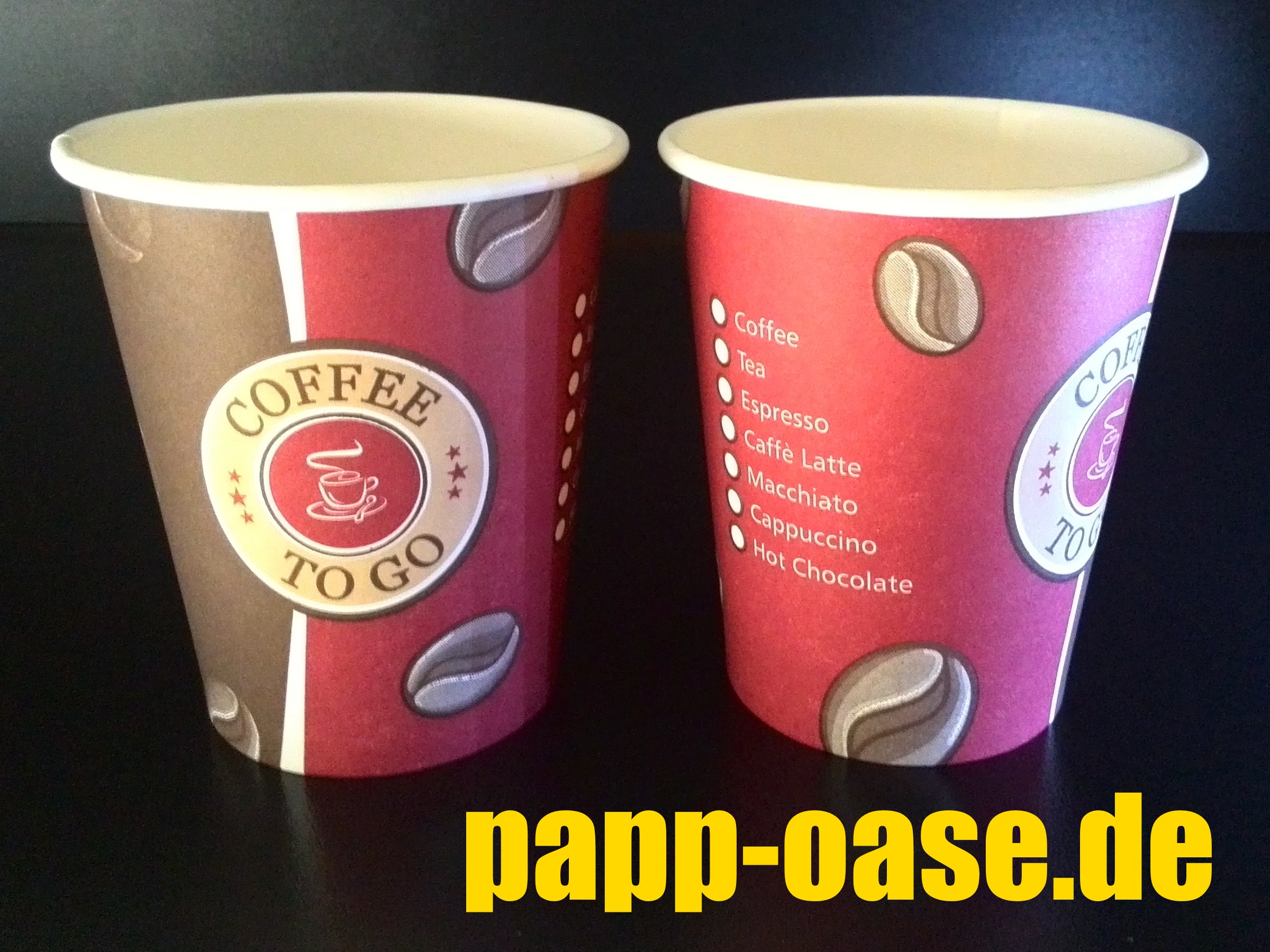1000 Coffee-to-go Kaffeebecher 8oz/200ml braun/rot